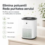 Purificator de aer care ajuta la reducerea prafului, parului de animale, mirosurilor, particulelor mici si mirosului de tigara.