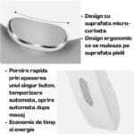 Prim-plan cu electrozii și butoanele aparatului pentru masaj gât și umeri