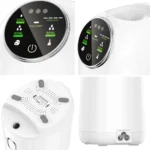 Detalii aparat măști faciale – panou de control, bază și port de alimentare