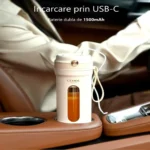 Blender portabil CEool cu încărcare USB-C și baterie 1500 mAh, utilizare comodă în mașină.