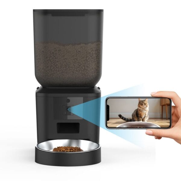 Pawty hranitor automat inteligent cu cameră video integrată și control complet prin aplicația mobilă Tuya Smart.