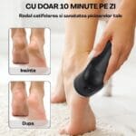 Rezultate vizibile în doar 10 minute pe zi: înainte și după utilizare, pielea călcâielor devine netedă, fără bătături și crăpături, pentru un aspect îngrijit.
