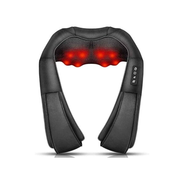 Aparat de masaj pentru gât și umeri cu role Shiatsu și funcție de încălzire, vedere frontală.
