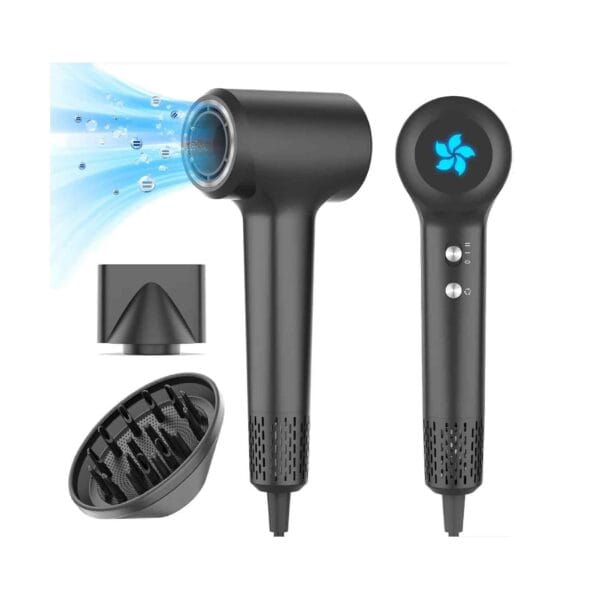 Uscător de păr Velisse cu plasmă, duză concentratoare și difuzor magnetic 360 pentru uscare rapidă și protecția părului