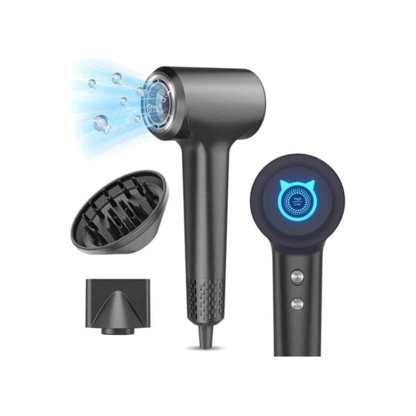 Uscator de par Velisse cu ioni negativi, motor puternic si design modern, vedere din fata