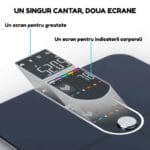 Cantar inteligent FitVibe cu doua ecrane, unul pentru greutate si unul pentru indicatorii corporali detaliati