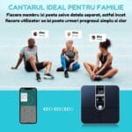 Cantar inteligent cu analiza corporala FitVibe folosit de mai multi membri ai familiei, fiecare cu profil propriu