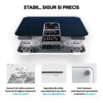 Structura interna a cantarului inteligent FitVibe cu sticla securizata de 6 mm si picioare anti-alunecare pentru stabilitate