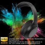 Căști Trevix cu certificare Hi‑Res Audio, difuzoare de 40 mm și funcție avansată de reducere a zgomotului pentru sunet clar și profund.