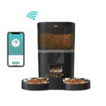 Hrănitor automat PAWTY cu două boluri, conectivitate WiFi și control al hrănirii direct din aplicația mobilă.