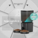 Hrănitor automat PAWTY cu rotor din silicon de înaltă calitate și design unghiular de 45 de grade pentru distribuirea uniformă a hranei.