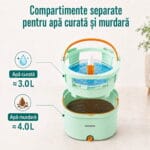 Găleată mop cu compartimente separate pentru apă curată și apă murdară