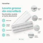 Lavete groase din microfibră pentru mop plat Homettler, reutilizabile, lavabile, absorbante și cu textură densă pentru captarea murdăriei.