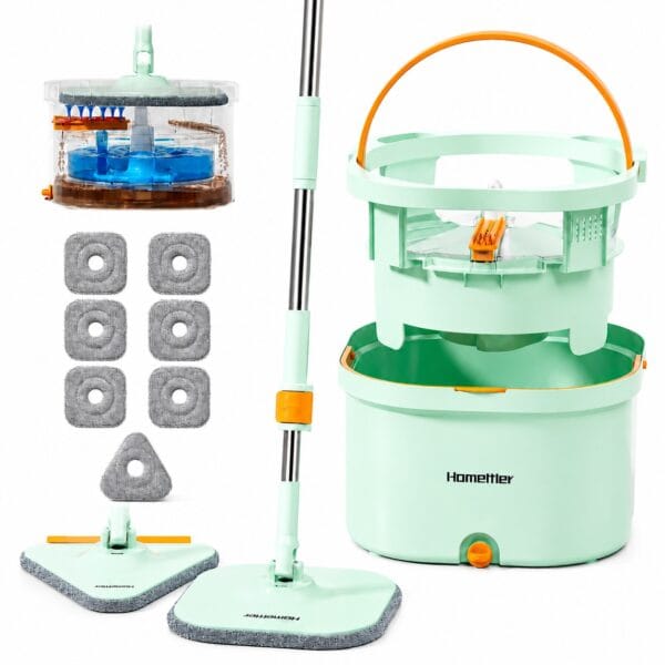 Set complet mop rotativ cu găleată portabilă și accesorii Homettler