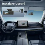 Camera auto de bord DVR 4K Trevix cu instalare ușoară, încărcător auto Tip C și montaj pe parbriz.