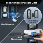Camera auto de bord DVR 4K Trevix cu funcție de monitorizare parcare 24H, mod G-senzor, mod Time-Lapse și kit de cablaj necesar.