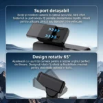 Camera auto de bord DVR 4K Trevix cu suport detașabil, pad adeziv și design rotativ 65° pentru ajustarea unghiului de filmare.