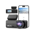 Camera auto de bord DVR 4K Trevix WiFi cu ecran de previzualizare, lentilă wide angle și aplicație mobilă.